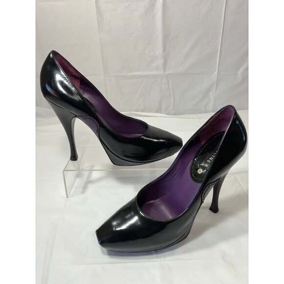 Celine platform Black Leather Square Toe Heels Pumps Size 6.5 - Picture 7 of 13